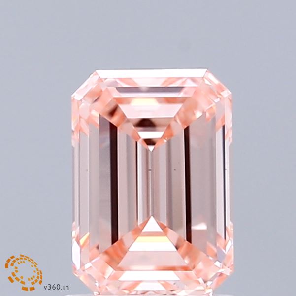 1.41 Carat Emerald Shaped, Ideal Cut, FANCY INTENSE PINK Color, VS1 Clarity, IGI Certified Lab Grown Diamond