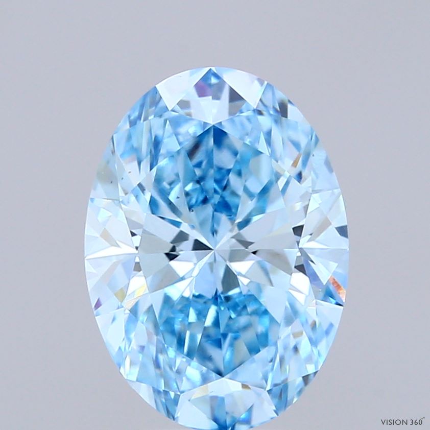 3.01 Carat Oval Shaped, Ideal Cut, FANCY VIVID BLUE Color, VS1 Clarity, IGI Certified Lab Grown Diamond
