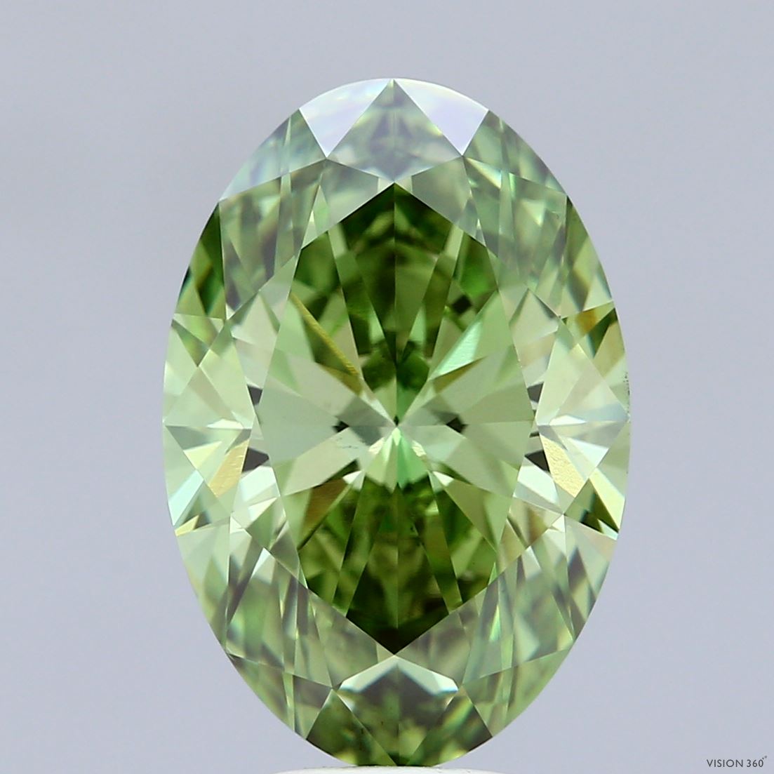 6.08 Carat Oval Shaped, Ideal Cut, FANCY VIVID GREEN Color, VS2 Clarity, IGI Certified Lab Grown Diamond