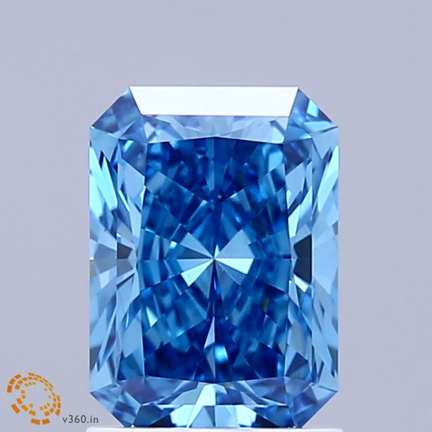 1.57 Carat Radiant Shaped, Ideal Cut, FANCY VIVID BLUE Color, VVS2 Clarity, IGI Certified Lab Grown Diamond