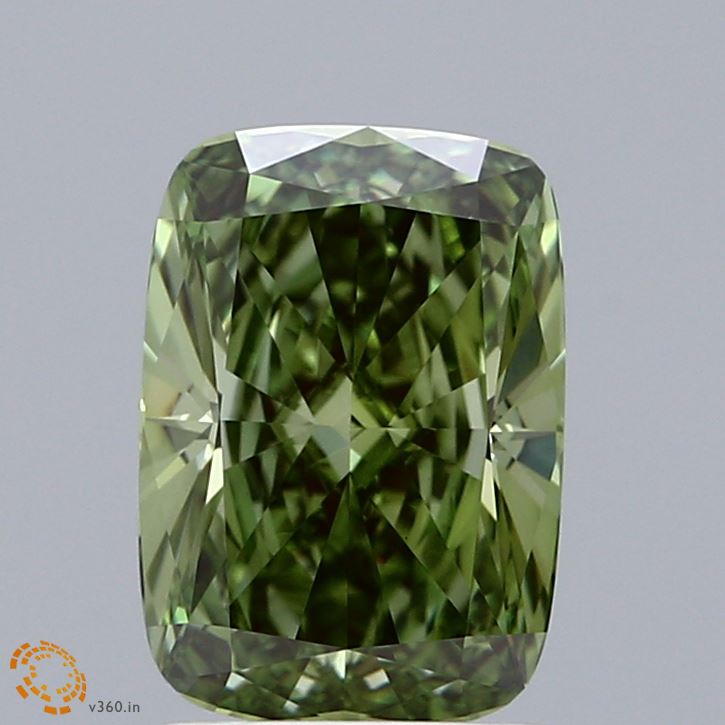 2.02 Carat Cushion Shaped, Ideal Cut, FANCY VIVID GREEN Color, VS1 Clarity, IGI Certified Lab Grown Diamond