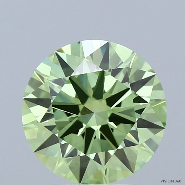 2.55 Carat Round Shaped, Ideal Cut, FANCY VIVID GREEN Color, VVS2 Clarity, IGI Certified Lab Grown Diamond