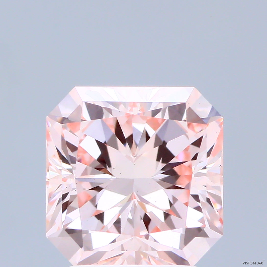 3.06 Carat Radiant Shaped, Ideal Cut, FANCY INTENSE PINK Color, VS1 Clarity, IGI Certified Lab Grown Diamond