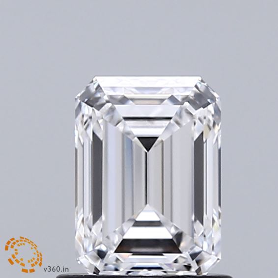 1.10 Carat Emerald Shaped, Ideal Cut, D Color, VVS1 Clarity, IGI Certified Lab Grown Diamond