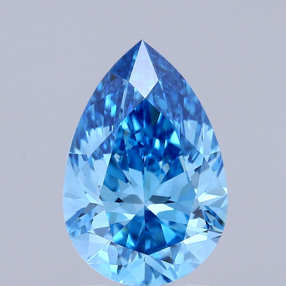 2.21 Carat Pear Shaped, Ideal Cut, FANCY VIVID BLUE Color, VS1 Clarity, IGI Certified Lab Grown Diamond
