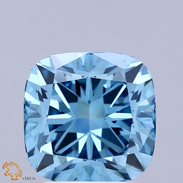 3.21 Carat Cushion Shaped, Ideal Cut, FANCY VIVID BLUE Color, VVS2 Clarity, IGI Certified Lab Grown Diamond