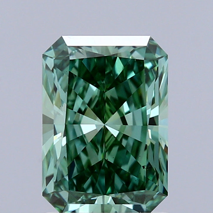 1.31 Carat Radiant Shaped, Ideal Cut, FANCY VIVID GREEN Color, VS2 Clarity, IGI Certified Lab Grown Diamond