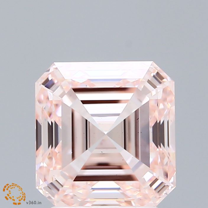 3.00 Carat Asscher Shaped, Ideal Cut, FANCY PINK Color, VS1 Clarity, IGI Certified Lab Grown Diamond