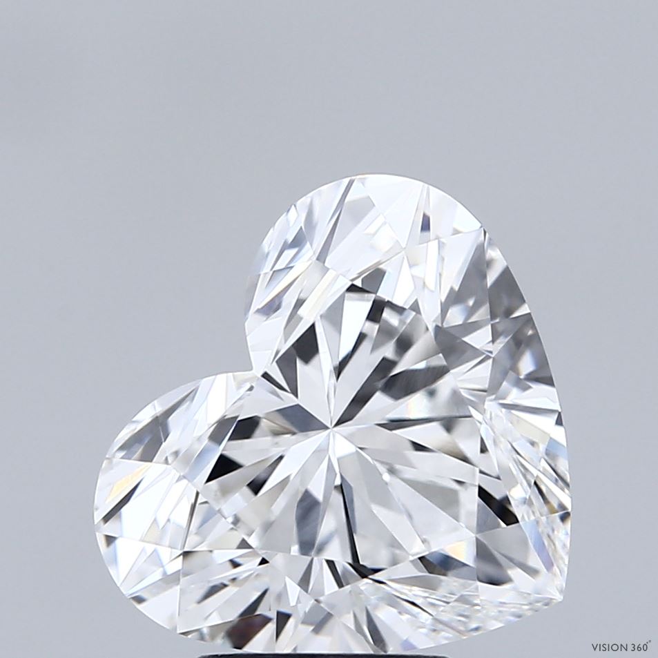 4.38 Carat Heart Shaped, Ideal Cut, E Color, VVS2 Clarity, IGI Certified Lab Grown Diamond
