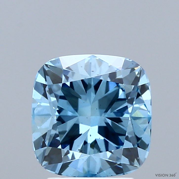 2.19 Carat Cushion Shaped, Ideal Cut, FANCY VIVID BLUE Color, VS2 Clarity, IGI Certified Lab Grown Diamond