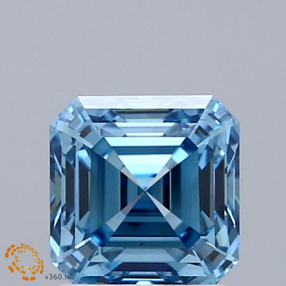 1.50 Carat Asscher Shaped, Excellent Cut, FANCY VIVID BLUE Color, VS1 Clarity, IGI Certified Lab Grown Diamond