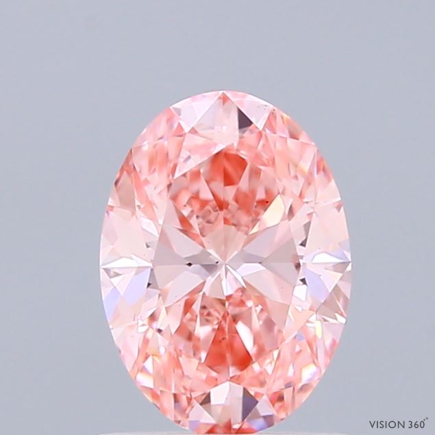 1.08 Carat Oval Shaped, Ideal Cut, FANCY VIVID PINK Color, VS2 Clarity, IGI Certified Lab Grown Diamond