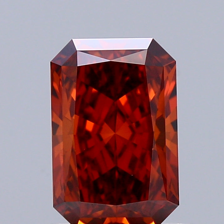 1.11 Carat Radiant Shaped, Ideal Cut, FANCY VIVID ORANGE Color, VVS2 Clarity, IGI Certified Lab Grown Diamond