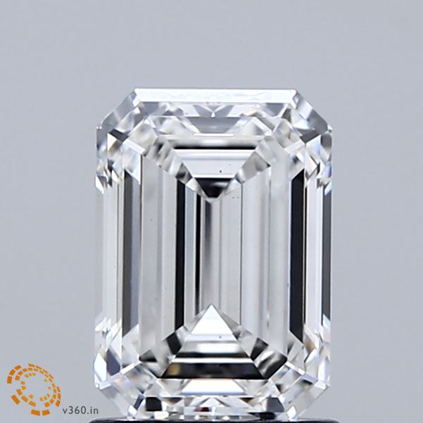 1.55 Carat Emerald Shaped, Ideal Cut, E Color, VS1 Clarity, IGI Certified Lab Grown Diamond