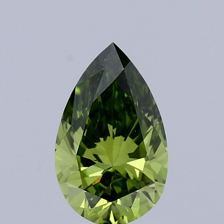 0.55 Carat Pear Shaped, Ideal Cut, FANCY VIVID GREEN Color, VS1 Clarity, IGI Certified Lab Grown Diamond