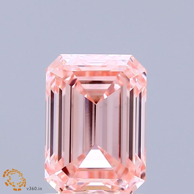 1.58 Carat Emerald Shaped, Ideal Cut, FANCY VIVID PINK Color, VVS2 Clarity, IGI Certified Lab Grown Diamond