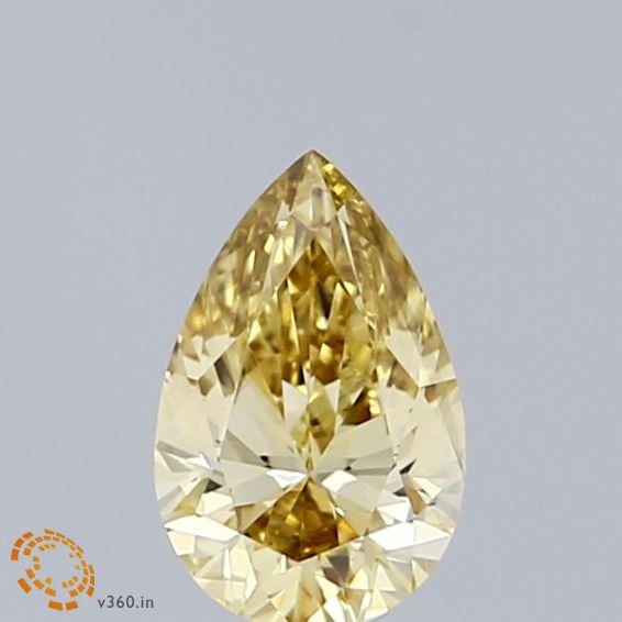 0.60 Carat Pear Shaped, Excellent Cut, FANCY INTENSE YELLOW Color, VS1 Clarity, IGI Certified Lab Grown Diamond