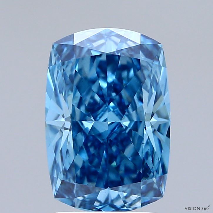2.09 Carat Cushion Shaped, Ideal Cut, FANCY VIVID BLUE Color, VS2 Clarity, IGI Certified Lab Grown Diamond