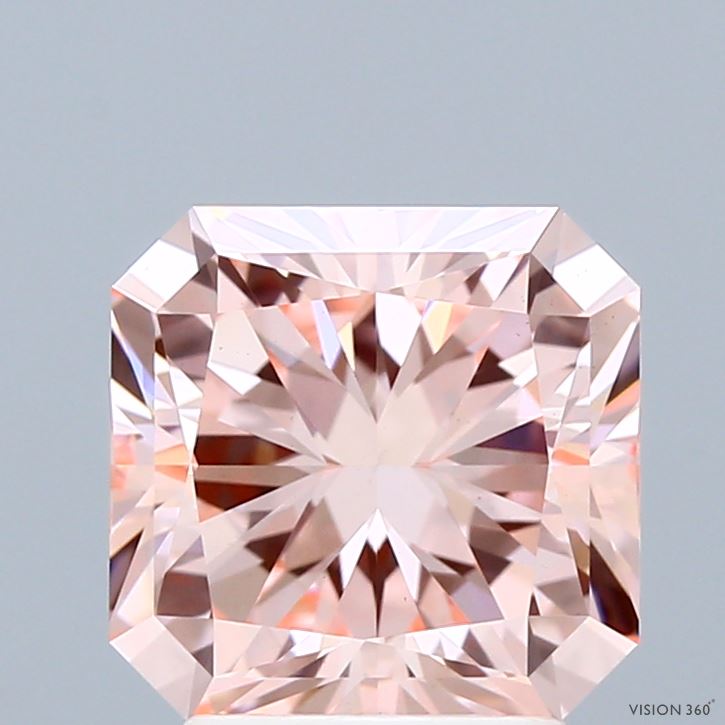 3.02 Carat Radiant Shaped, Ideal Cut, FANCY INTENSE PINK Color, VS1 Clarity, IGI Certified Lab Grown Diamond