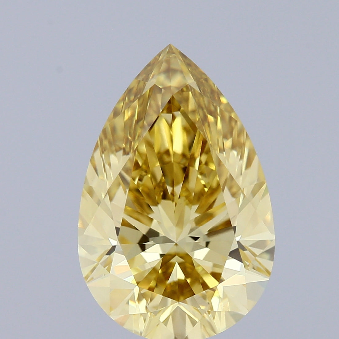 3.01 Carat Pear Shaped, Ideal Cut, FANCY INTENSE YELLOW Color, VVS2 Clarity, IGI Certified Lab Grown Diamond