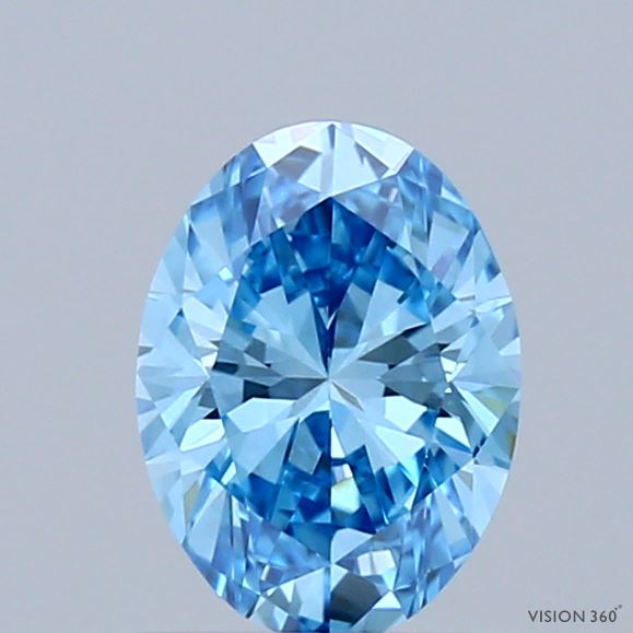 0.90 Carat Oval Shaped, Ideal Cut, FANCY VIVID BLUE Color, VVS1 Clarity, IGI Certified Lab Grown Diamond