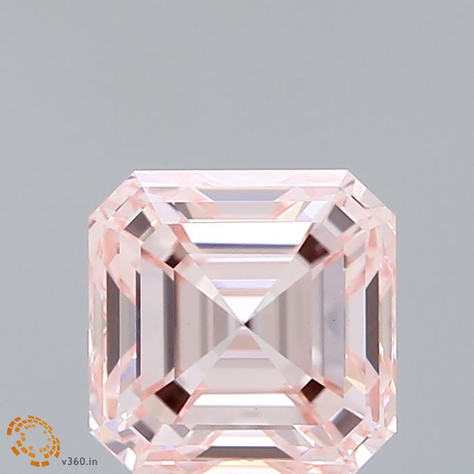2.40 Carat Asscher Shaped, Ideal Cut, FANCY PINK Color, VS1 Clarity, IGI Certified Lab Grown Diamond
