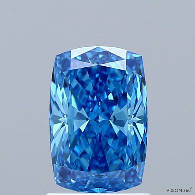 1.11 Carat Cushion Shaped, Ideal Cut, FANCY VIVID BLUE Color, VVS2 Clarity, IGI Certified Lab Grown Diamond