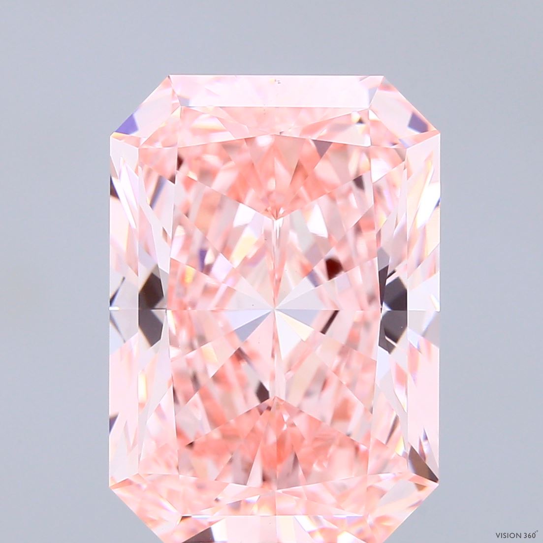 9.53 Carat Radiant Shaped, Ideal Cut, FANCY VIVID PINK Color, VS1 Clarity, IGI Certified Lab Grown Diamond