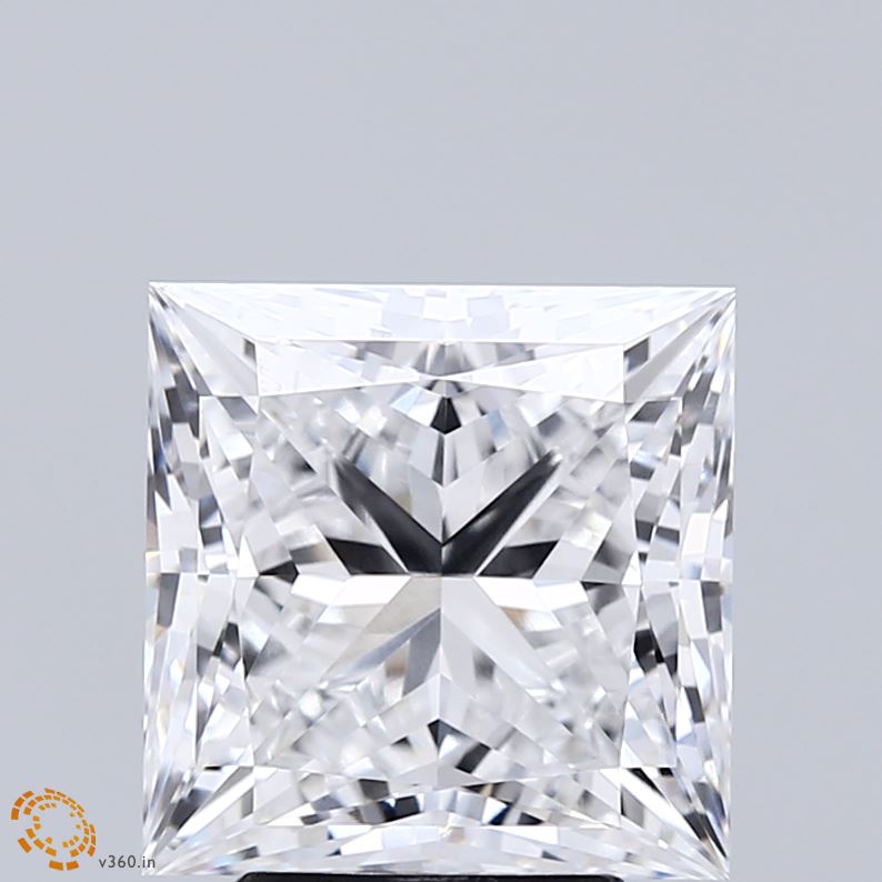4.08 Carat Princess Shaped, Ideal Cut, E Color, VVS2 Clarity, IGI Certified Lab Grown Diamond