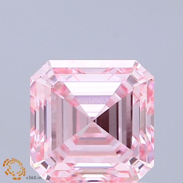 2.00 Carat Asscher Shaped, Ideal Cut, FANCY INTENSE PINK Color, VS1 Clarity, IGI Certified Lab Grown Diamond