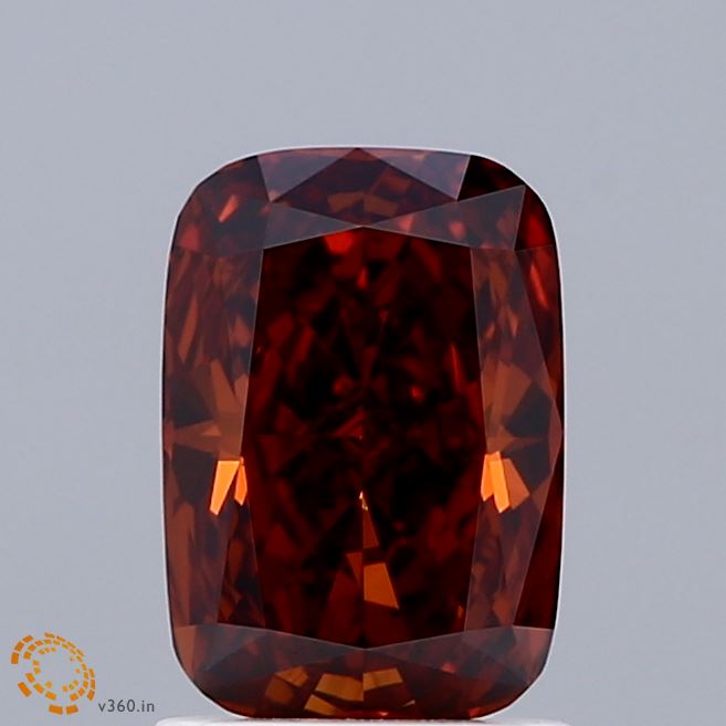 1.46 Carat Cushion Shaped, Ideal Cut, FANCY DEEP ORANGE Color, VS1 Clarity, IGI Certified Lab Grown Diamond