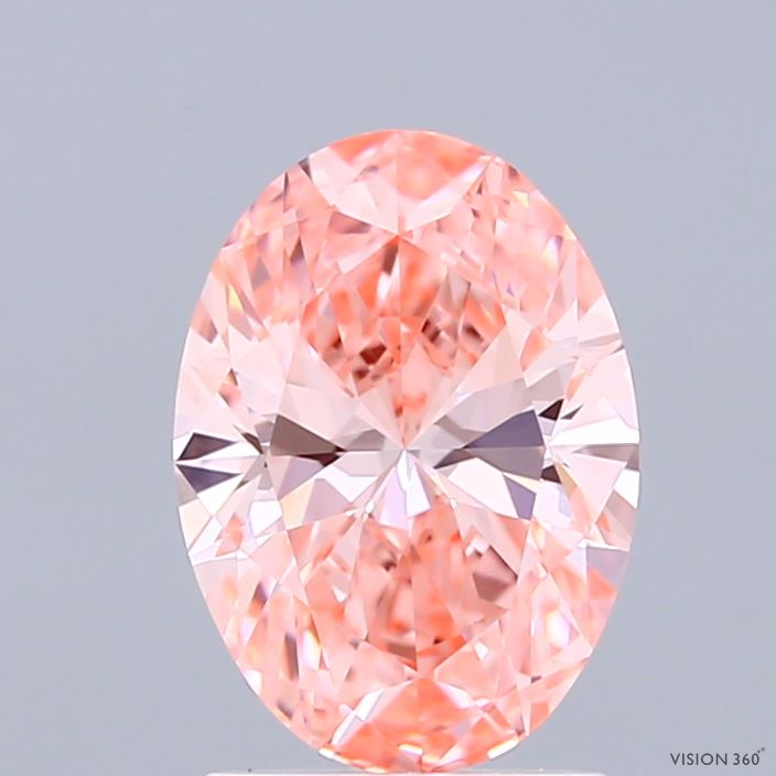 1.55 Carat Oval Shaped, Ideal Cut, FANCY VIVID PINK Color, VVS2 Clarity, IGI Certified Lab Grown Diamond