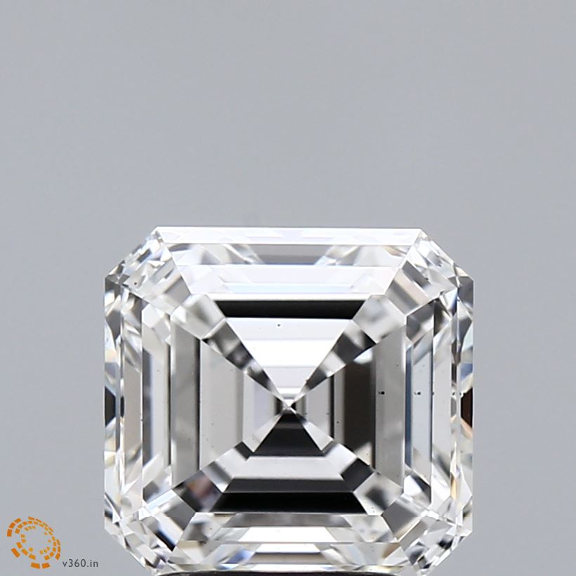 3.11 Carat Asscher Shaped, Ideal Cut, F Color, VS2 Clarity, IGI Certified Lab Grown Diamond