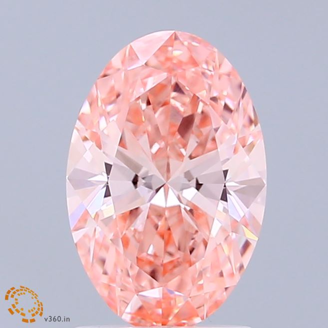 1.59 Carat Oval Shaped, Ideal Cut, FANCY VIVID PINK Color, VVS2 Clarity, IGI Certified Lab Grown Diamond