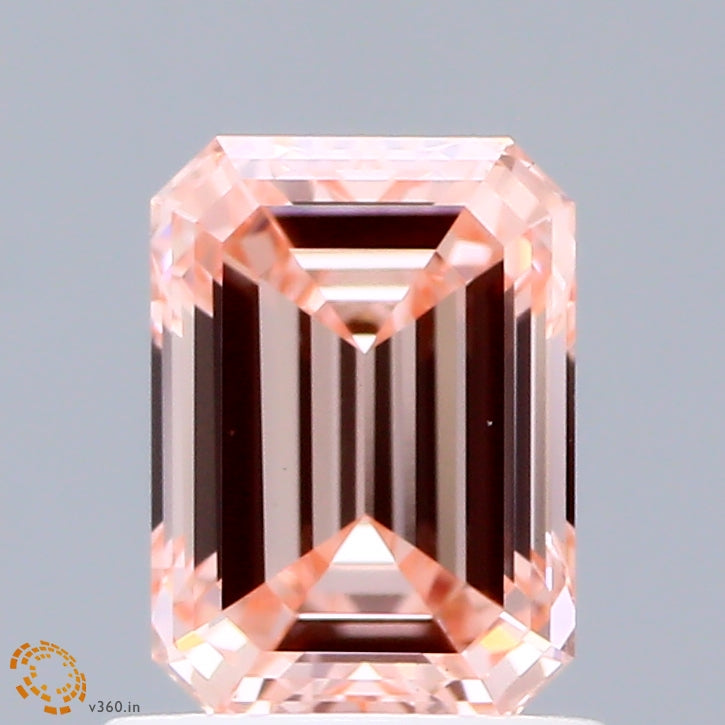 1.12 Carat Emerald Shaped, Ideal Cut, FANCY INTENSE PINK Color, VS1 Clarity, IGI Certified Lab Grown Diamond