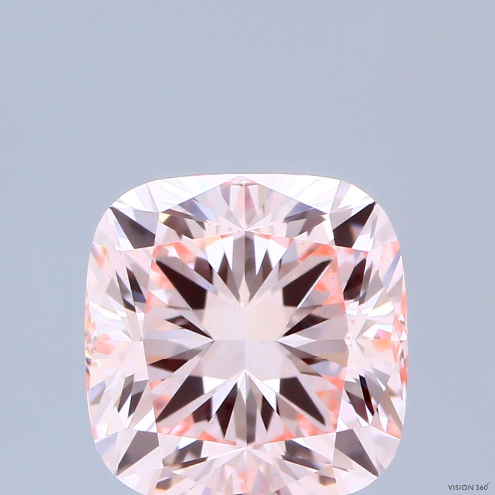 2.62 Carat Cushion Shaped, Ideal Cut, FANCY INTENSE PINK Color, VS1 Clarity, IGI Certified Lab Grown Diamond