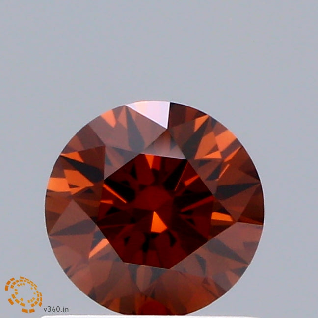0.56 Carat Round Shaped, Excellent Cut, FANCY DEEP ORANGE Color, VS1 Clarity, IGI Certified Lab Grown Diamond