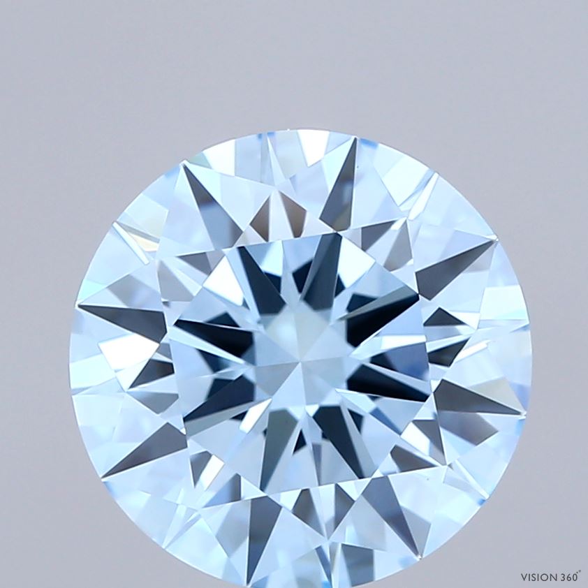 4.01 Carat Round Shaped, Ideal Cut, FANCY VIVID BLUE Color, VVS2 Clarity, IGI Certified Lab Grown Diamond
