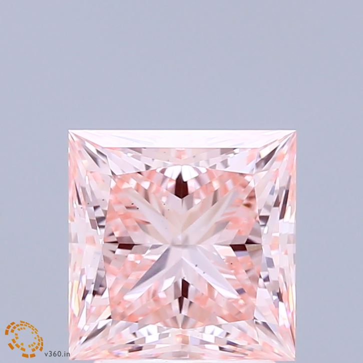 2.68 Carat Princess Shaped, Ideal Cut, FANCY INTENSE PINK Color, VS2 Clarity, IGI Certified Lab Grown Diamond