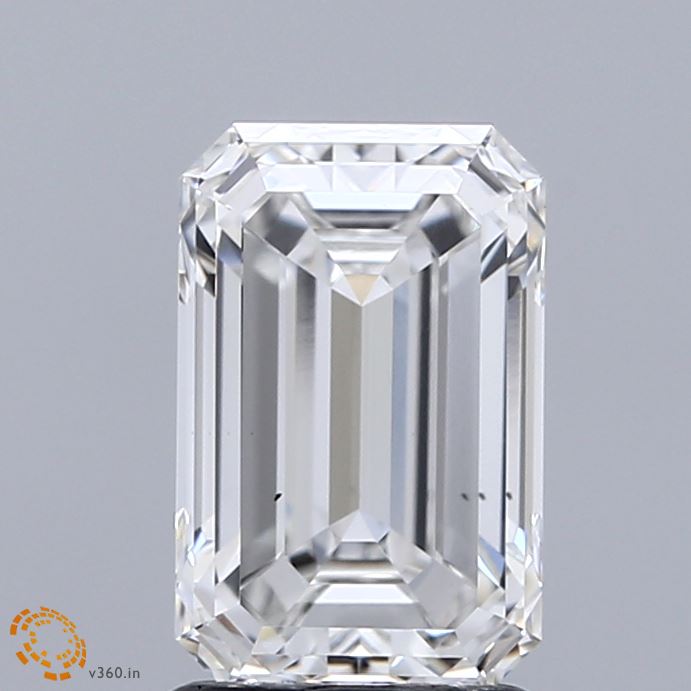 1.92 Carat Emerald Shaped, Ideal Cut, F Color, VS1 Clarity, IGI Certified Lab Grown Diamond