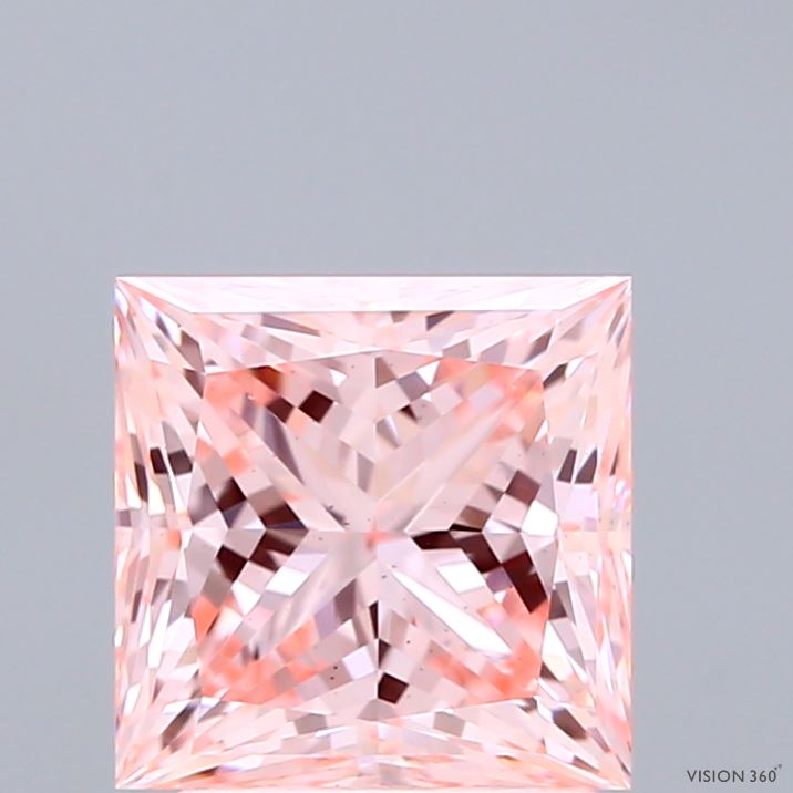 2.49 Carat Princess Shaped, Ideal Cut, FANCY INTENSE PINK Color, VS1 Clarity, IGI Certified Lab Grown Diamond