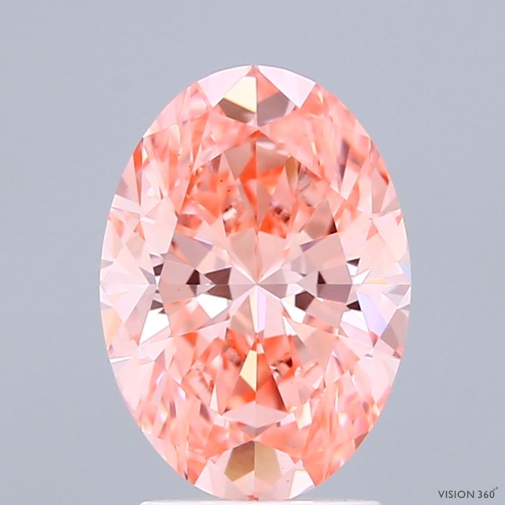 1.96 Carat Oval Shaped, Ideal Cut, FANCY VIVID PINK Color, VS1 Clarity, IGI Certified Lab Grown Diamond