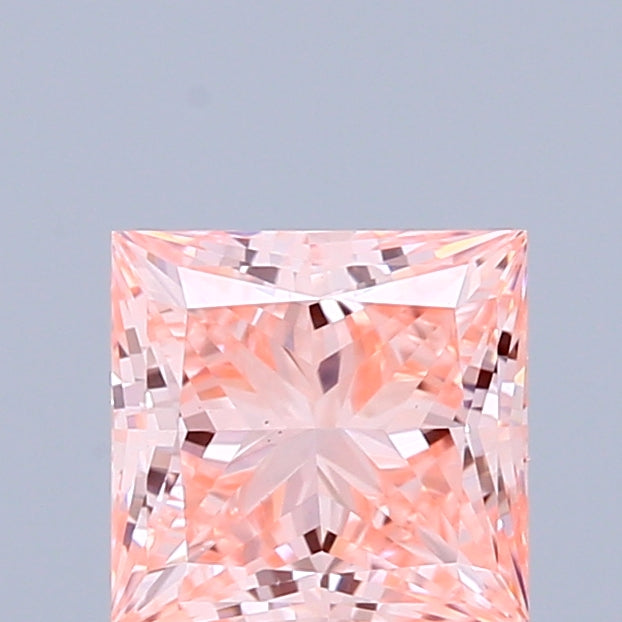 0.84 Carat Princess Shaped, Ideal Cut, FANCY VIVID PINK Color, VS1 Clarity, IGI Certified Lab Grown Diamond