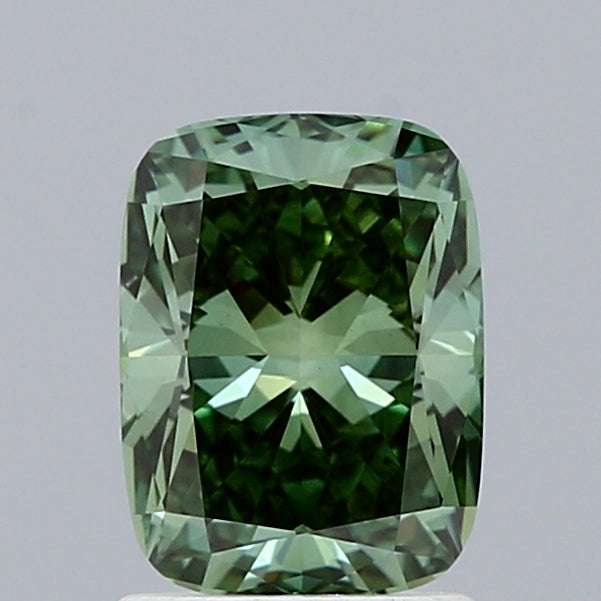 1.51 Carat Cushion Shaped, Excellent Cut, FANCY VIVID GREEN Color, VS1 Clarity, IGI Certified Lab Grown Diamond