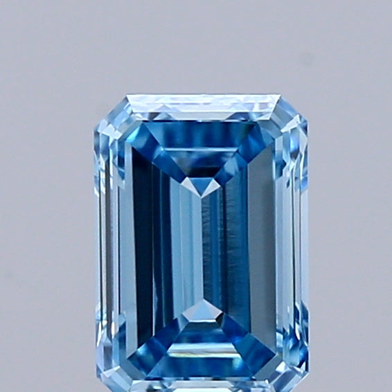 0.56 Carat Emerald Shaped, Very Good Cut, FANCY VIVID BLUE Color, VVS2 Clarity, IGI Certified Lab Grown Diamond