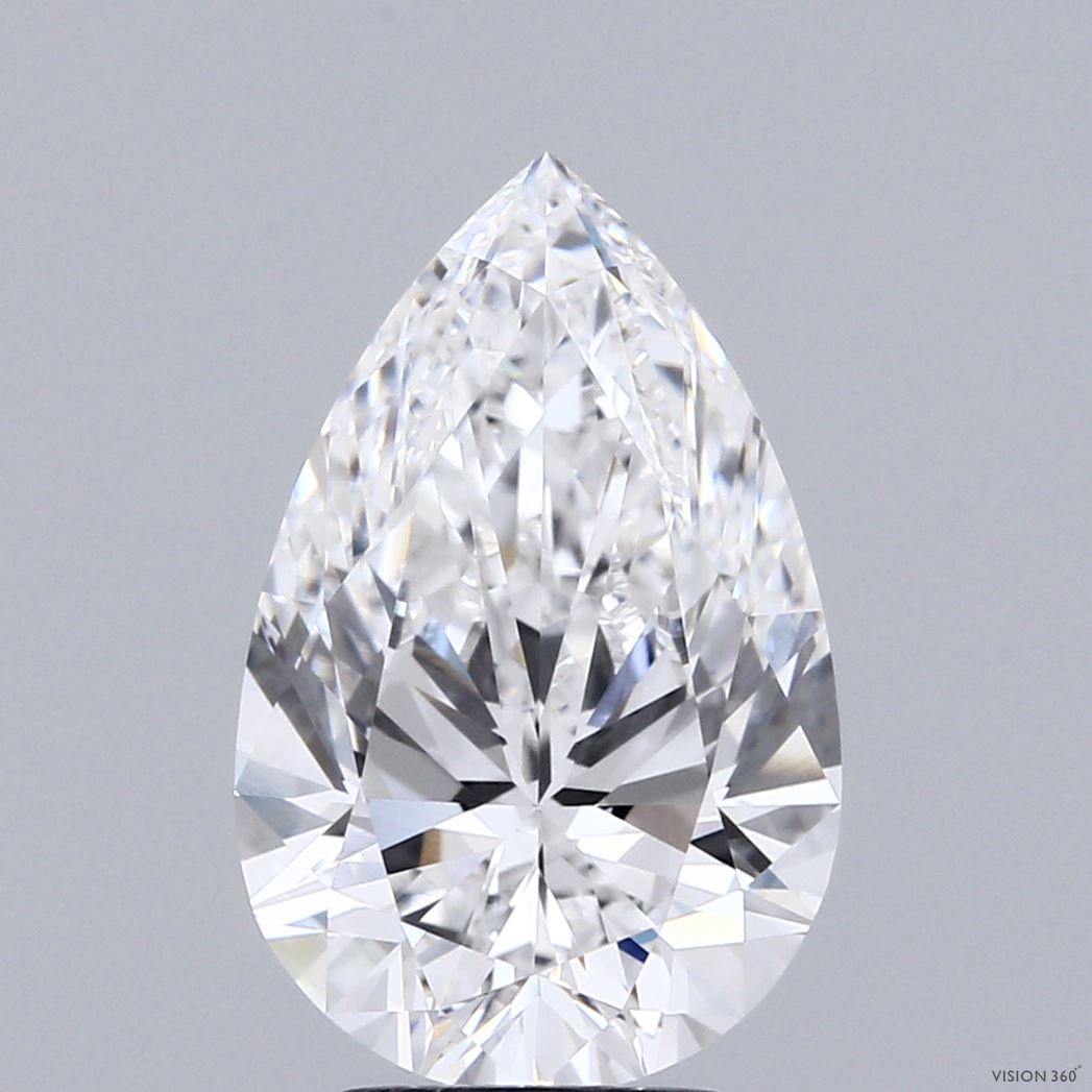 4.00 Carat Pear Shaped, Ideal Cut, E Color, VVS2 Clarity, IGI Certified Lab Grown Diamond