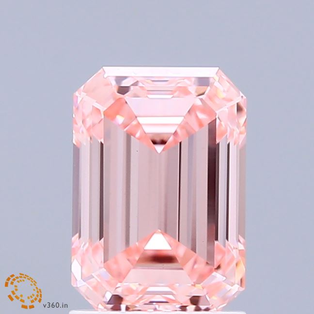 1.91 Carat Emerald Shaped, Ideal Cut, FANCY INTENSE PINK Color, VVS2 Clarity, IGI Certified Lab Grown Diamond