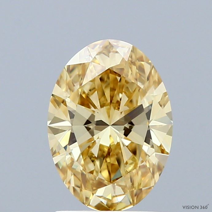 1.36 Carat Oval Shaped, Ideal Cut, FANCY INTENSE YELLOW Color, VVS2 Clarity, IGI Certified Lab Grown Diamond