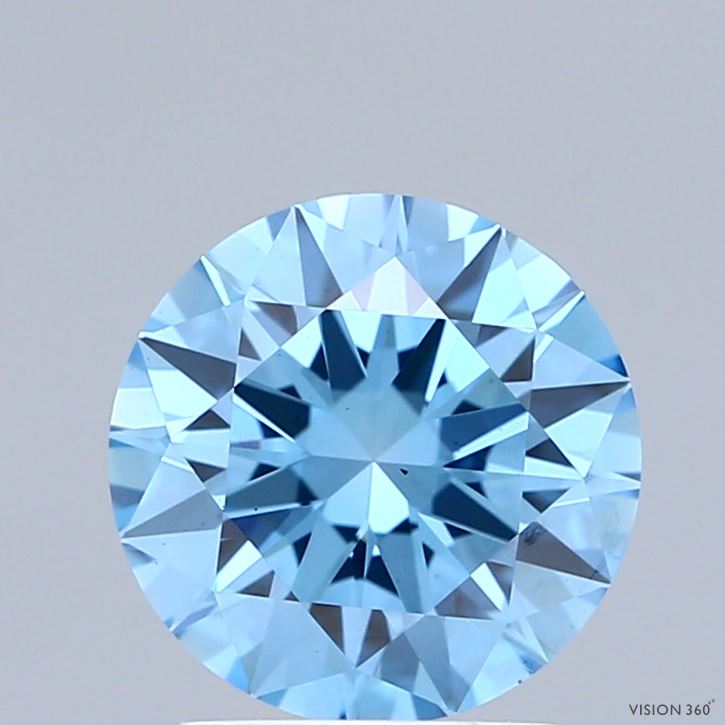 1.93 Carat Round Shaped, Excellent Cut, FANCY VIVID BLUE Color, VS2 Clarity, IGI Certified Lab Grown Diamond