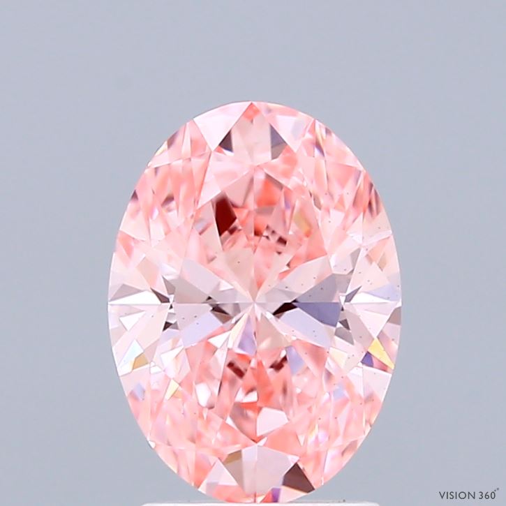 1.53 Carat Oval Shaped, Ideal Cut, FANCY VIVID PINK Color, VS2 Clarity, IGI Certified Lab Grown Diamond